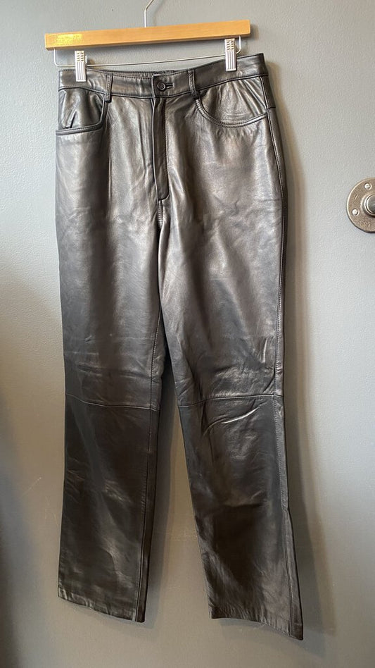 Leather Straight Leg Pants