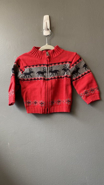 Reindeer Zip Up Sweater