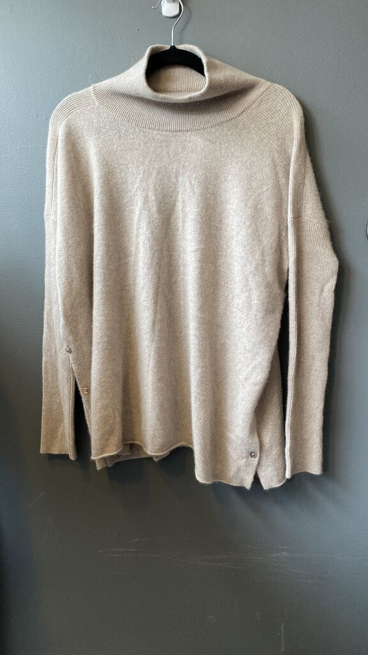 Button Side Cashmere Funnelneck Sweter