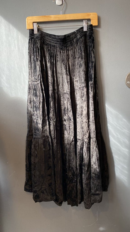 Crushed Velvet Midi Skirt