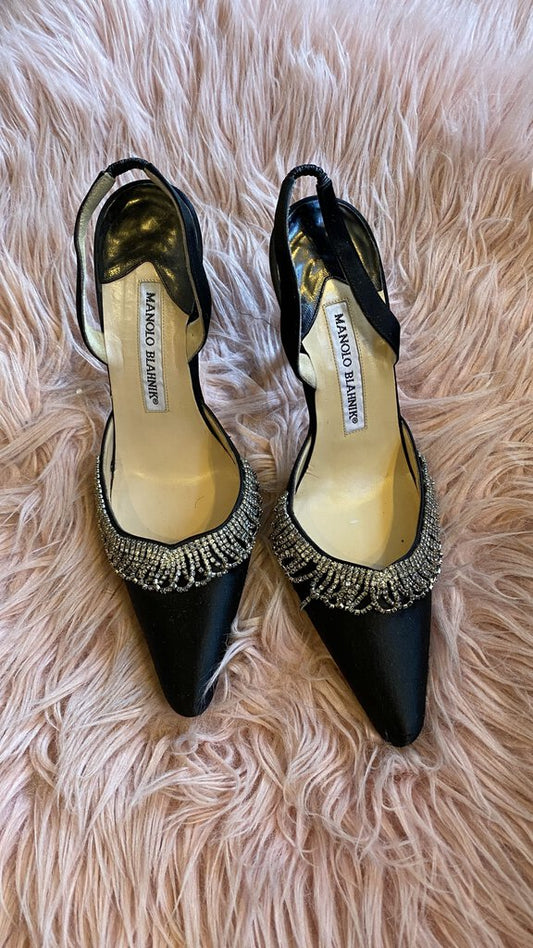 Rhinestone Pointed Slingbacks