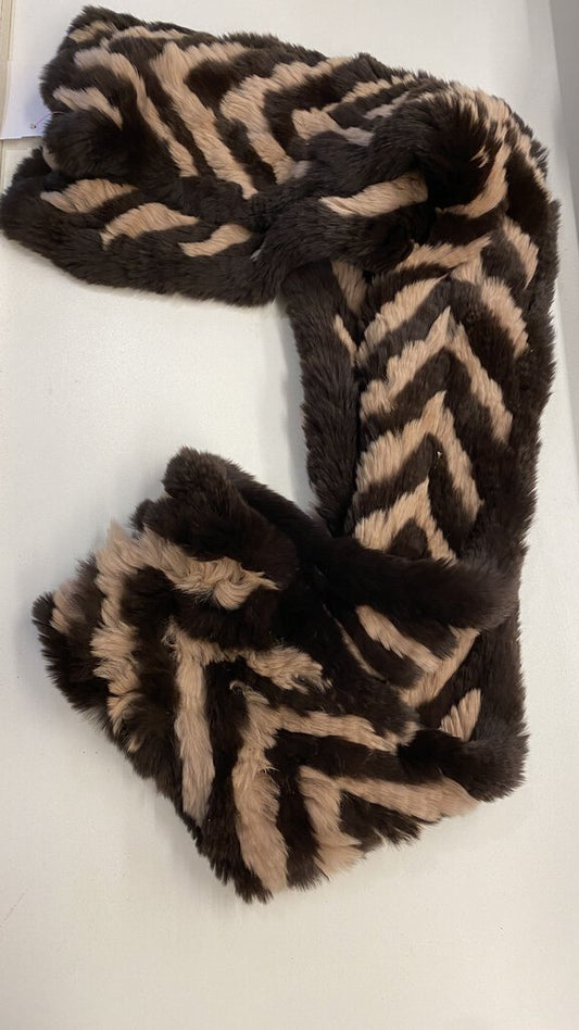 Two Tone Chevron Fur Scarf