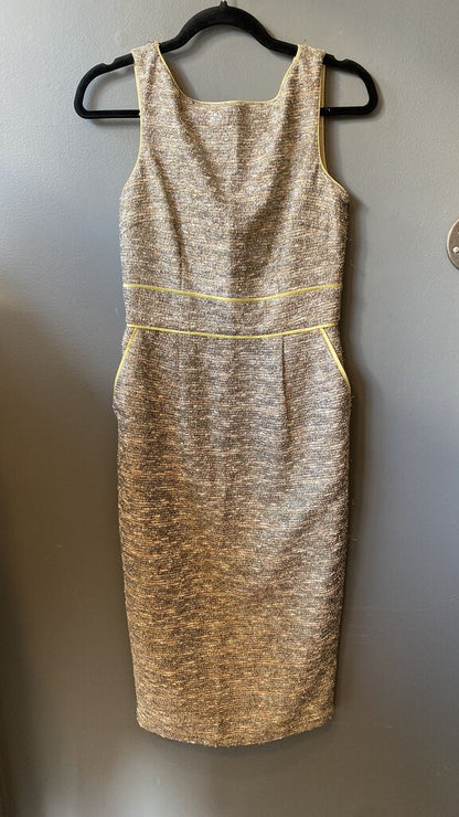 Metallic Tweed Sheath Midi Dress