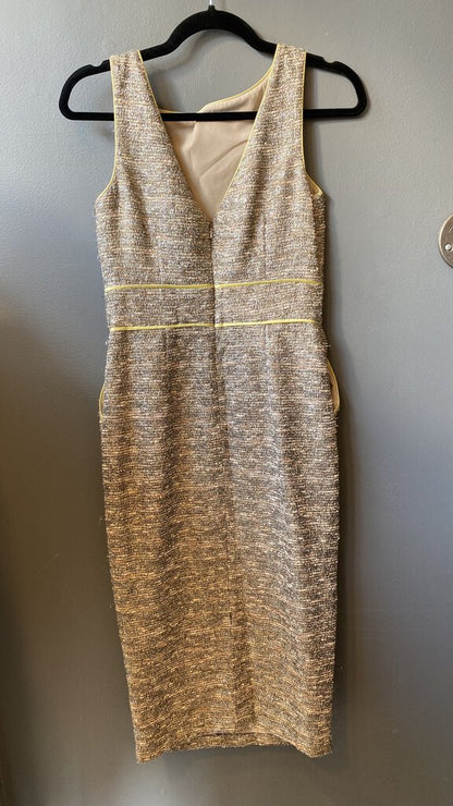 Metallic Tweed Sheath Midi Dress