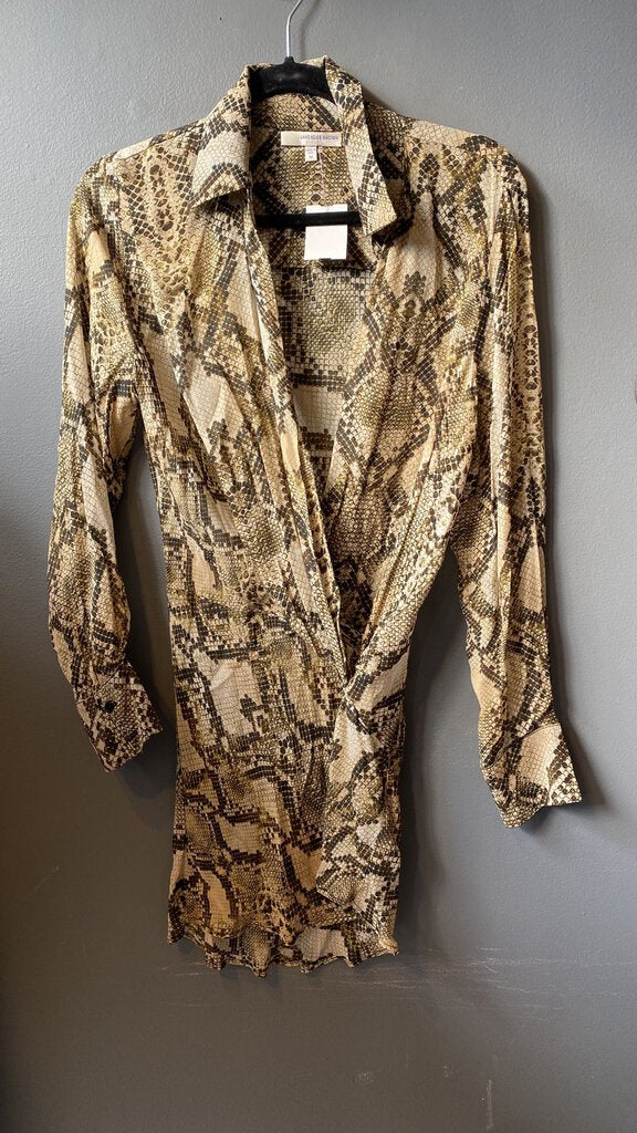 Python Surplice Drape Tunic Blouse