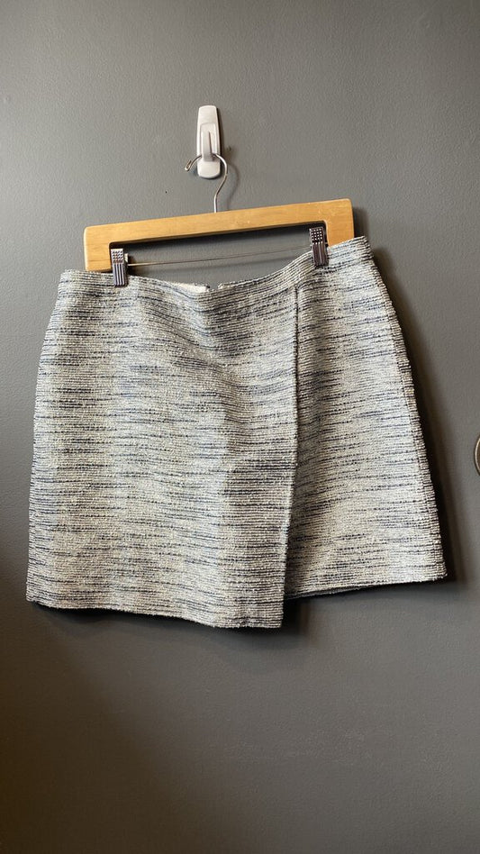 Tweed Metallic Faux Wrap Skirt