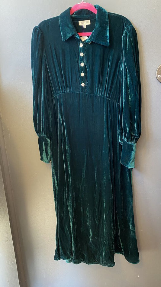 Velvet Gem Button Maxi Dress