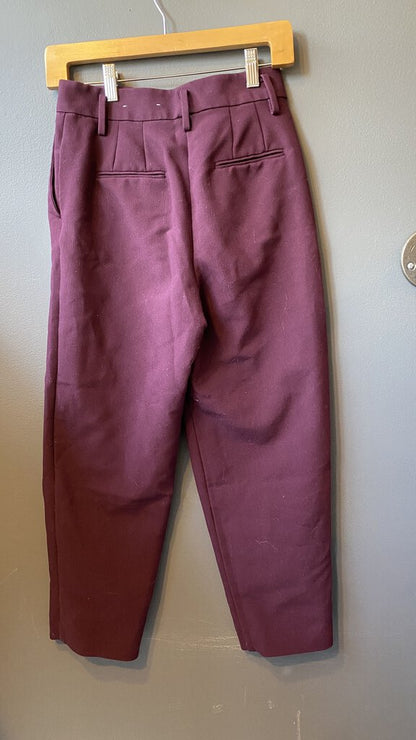 Petite Pleated Burgundy Pants