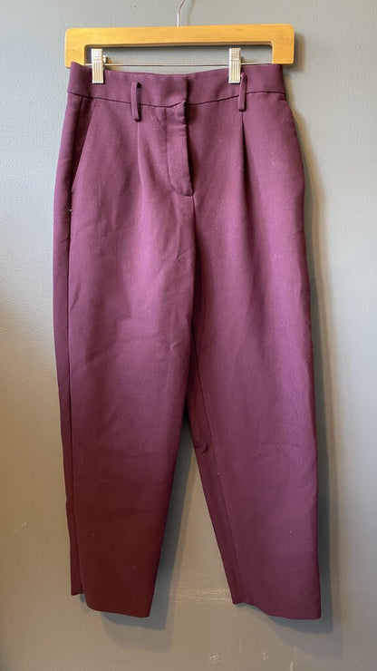 Petite Pleated Burgundy Pants