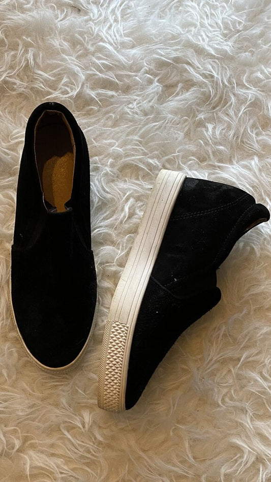 Suede Wedge Slip On Sneakers