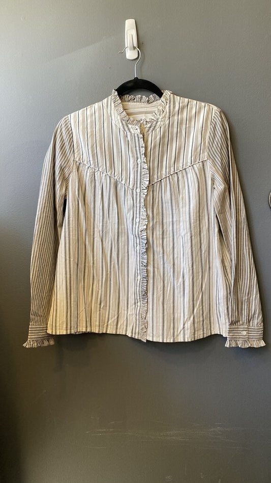 Stripe Ruffle Button Down