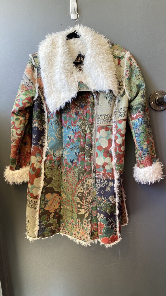 Printed Faux Shearling Coat