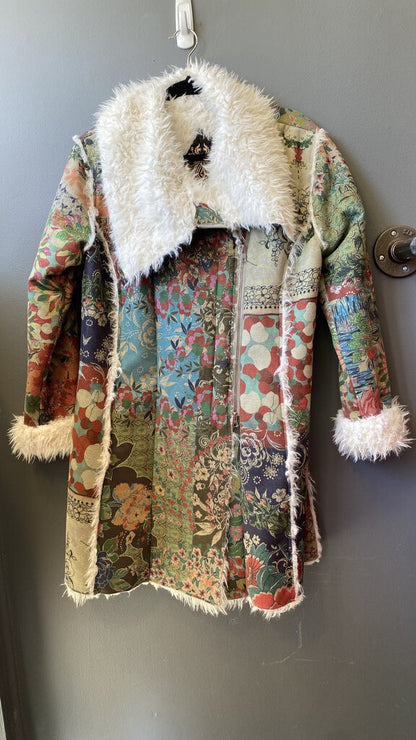 Printed Faux Shearling Coat