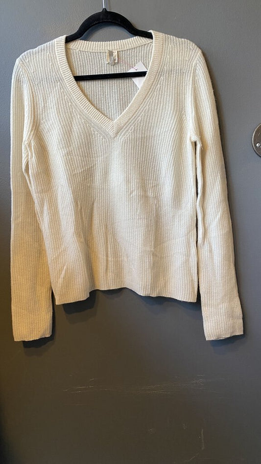 Ribbed Vneck Cashmere Sweater