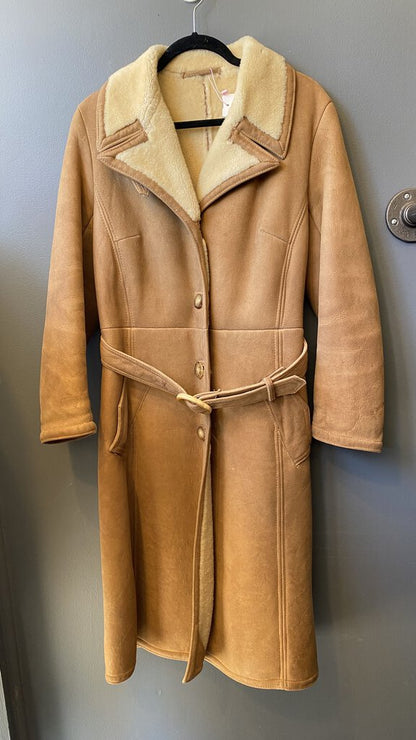 Shearling Long Belted Coat