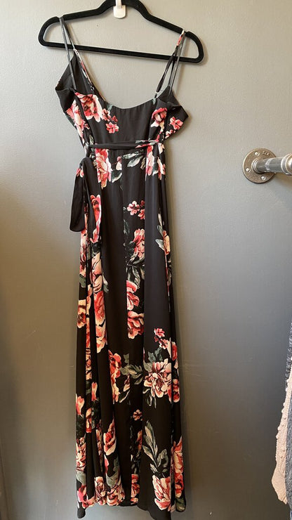 Rose Print Wrap Maxi Dress