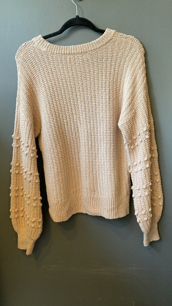 Pom Pom Sleeve Knit Sweater