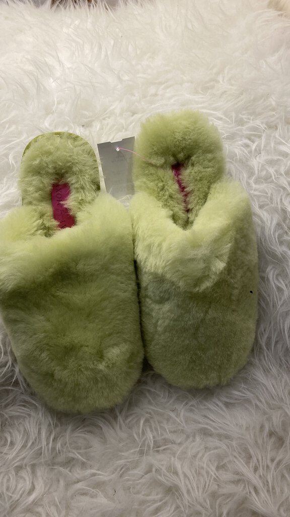 Lime Green Fur Slippers