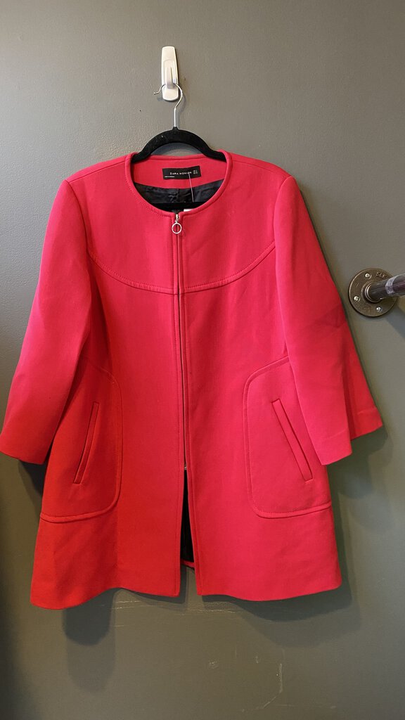 Red Pocket Front Coat