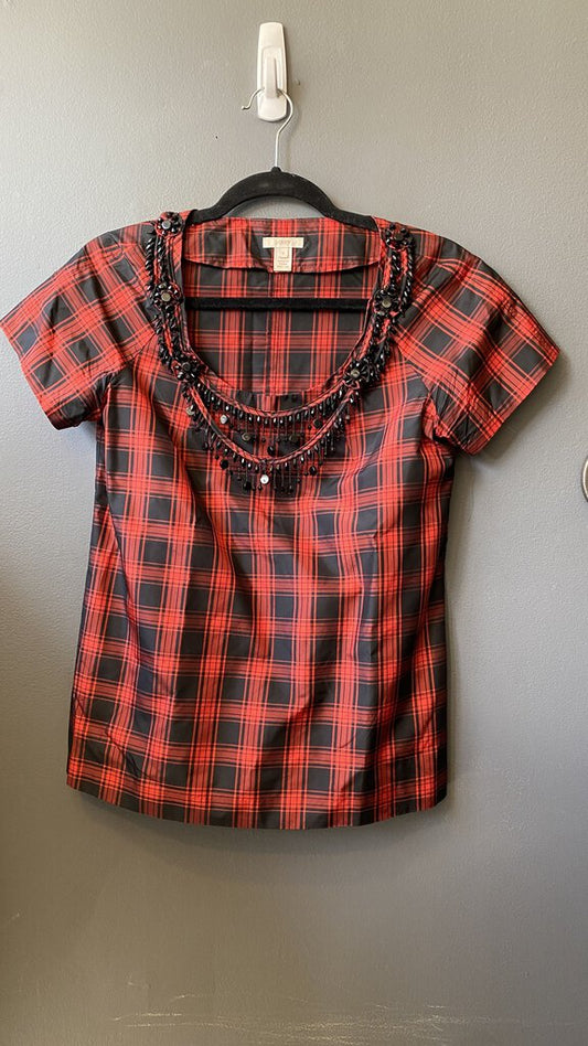 Beaded Plaid Blouse