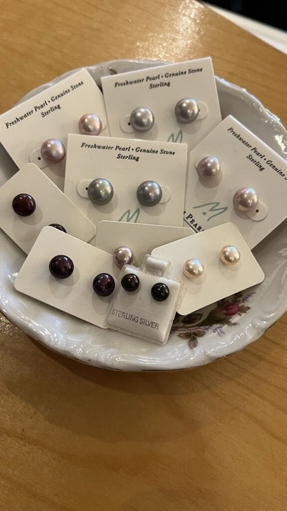 M Pearl Studs