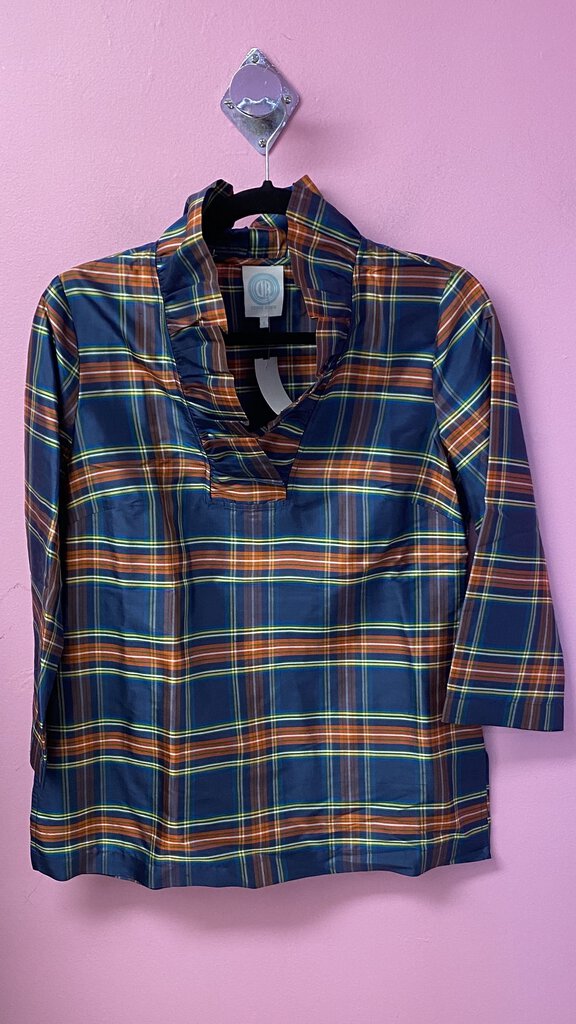 Ruffle Silk Plaid Blouse