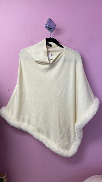 Faux Fur Trim Poncho