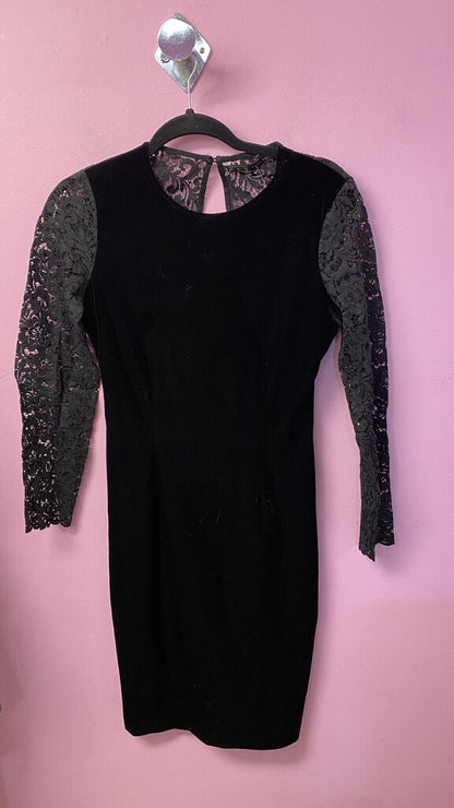 Lace Sleeve Velvet Sheath Dress