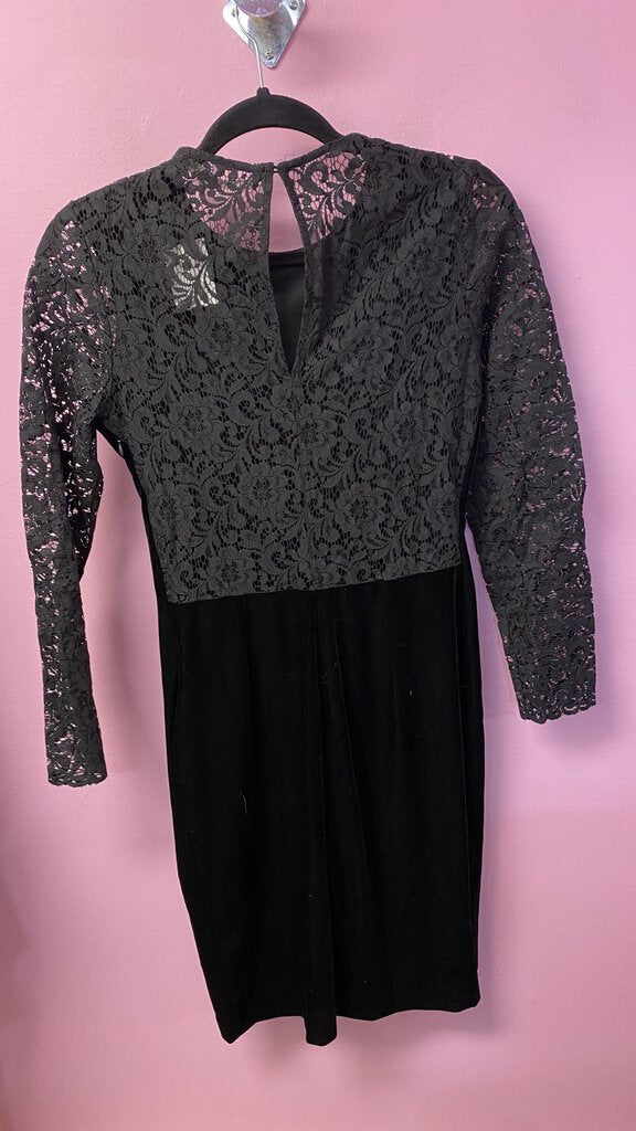 Lace Sleeve Velvet Sheath Dress