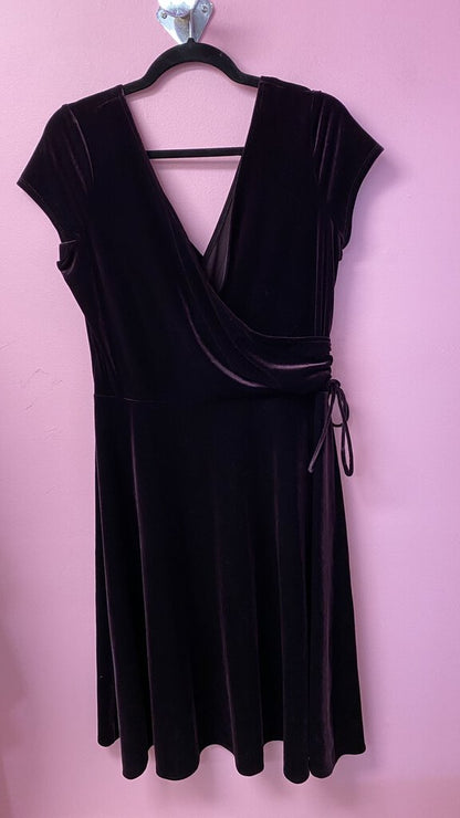 Velvet Surplice Midi Dress