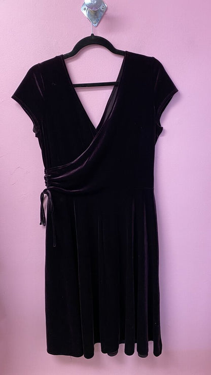 Velvet Surplice Midi Dress