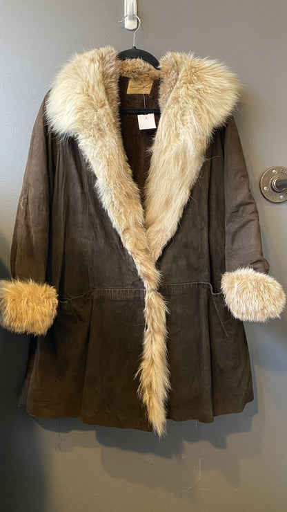 Vintage Shearling Fur Trim Jacket