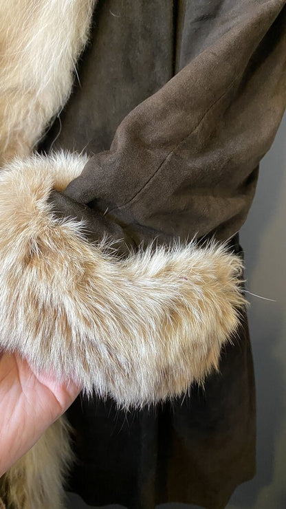 Vintage Shearling Fur Trim Jacket