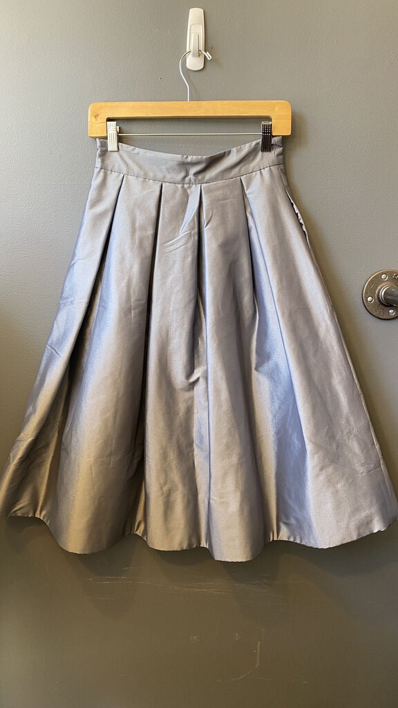 Taffeta Pleated Midi Skirt