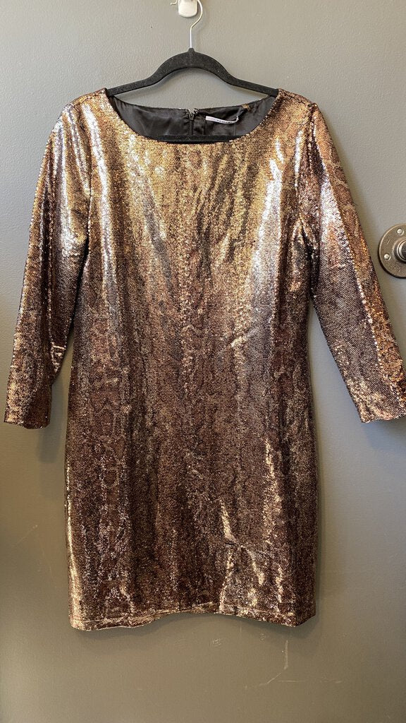 Sequin 3/4 Sleeve Shift Dress