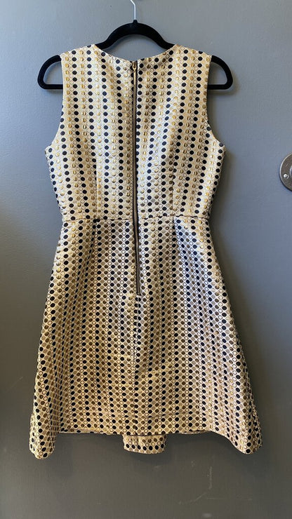 Metallic Polka Dot Front Pleat Dress