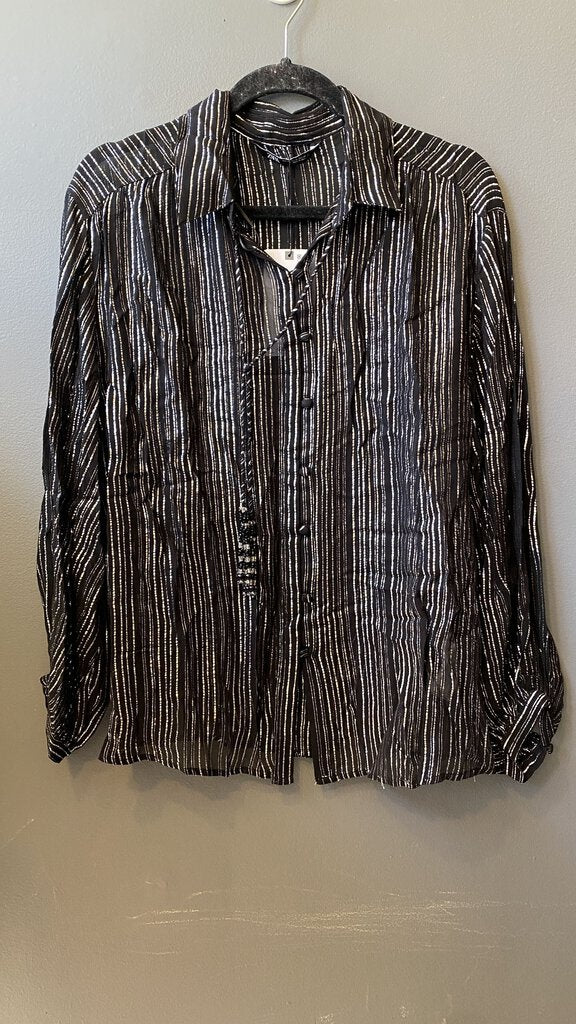 Stripe Tassel Button Up