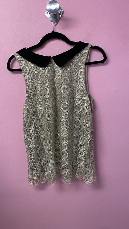 Silver Lace Peter Pan Tank