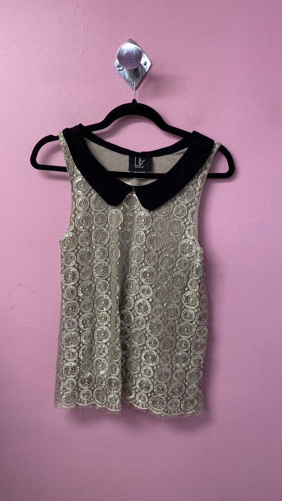 Silver Lace Peter Pan Tank