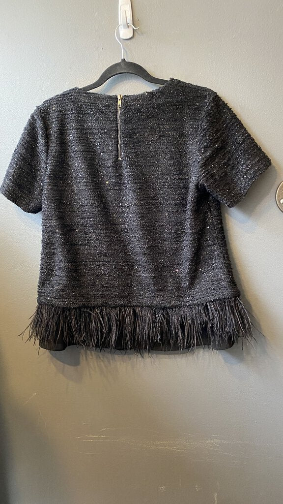 Feather Hem Tweed Top