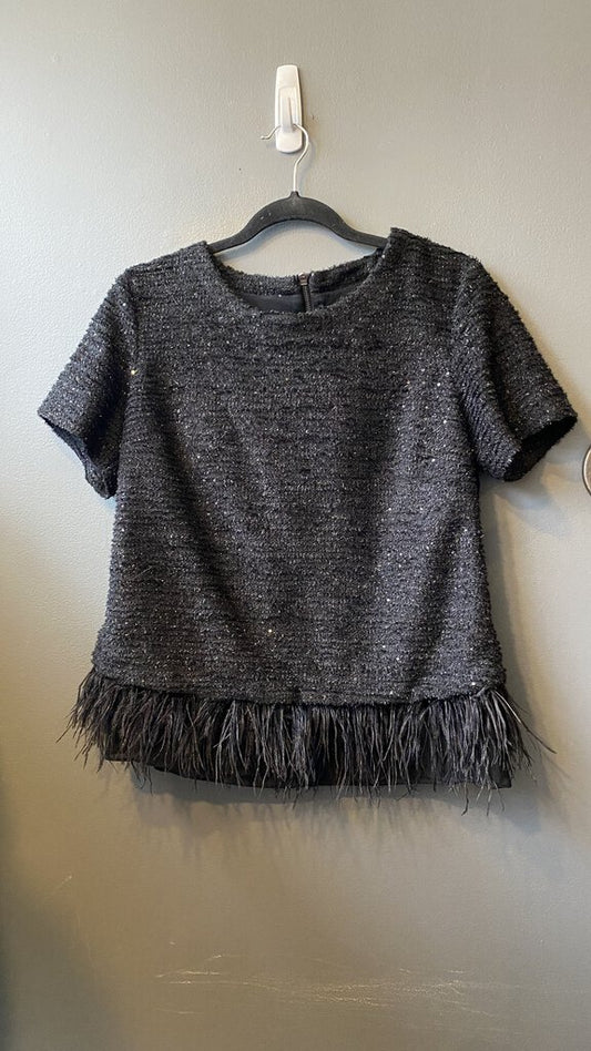 Feather Hem Tweed Top