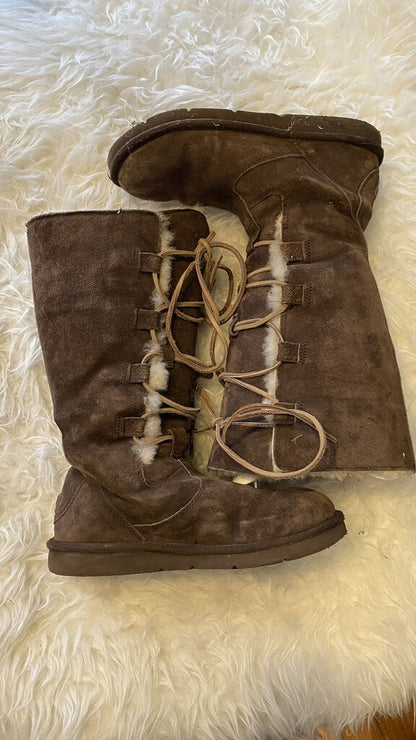 Lace Up Shearling Boots