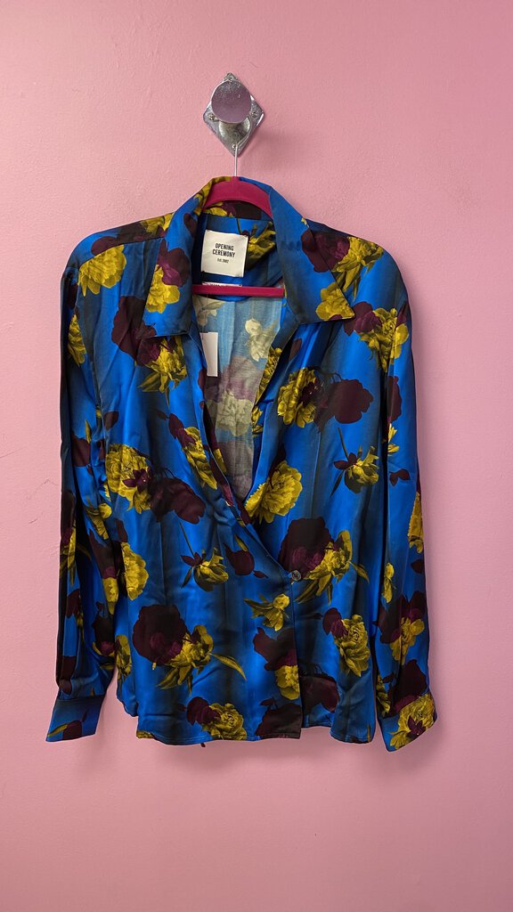 Rose Print Wrap Blouse