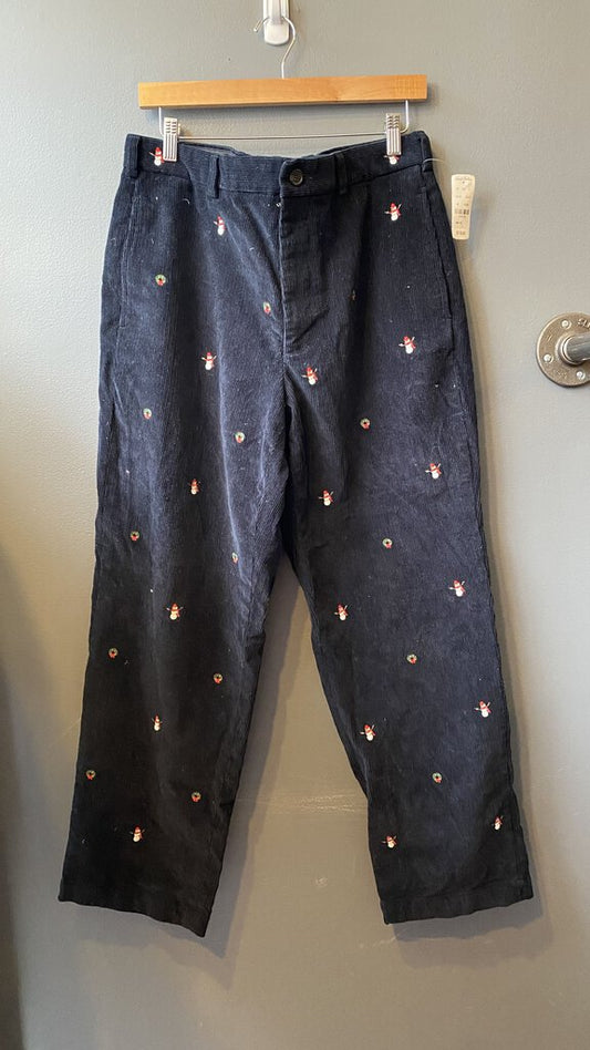 Snowman Wreath Corduroy Pants