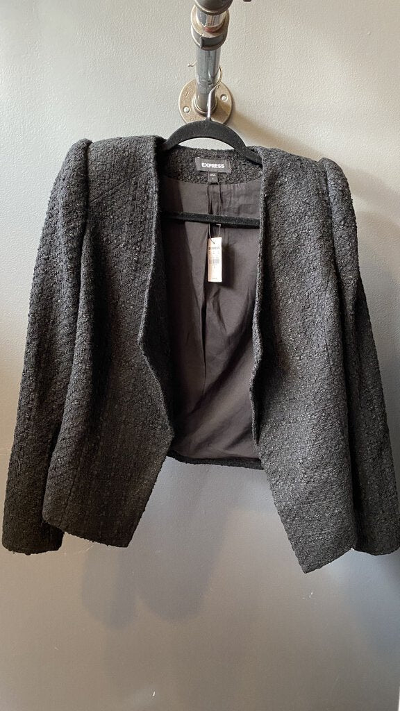 Puff Shoulder Tweed Crop Jacket