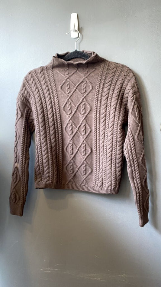 Mock Cableknit Crop Sweater