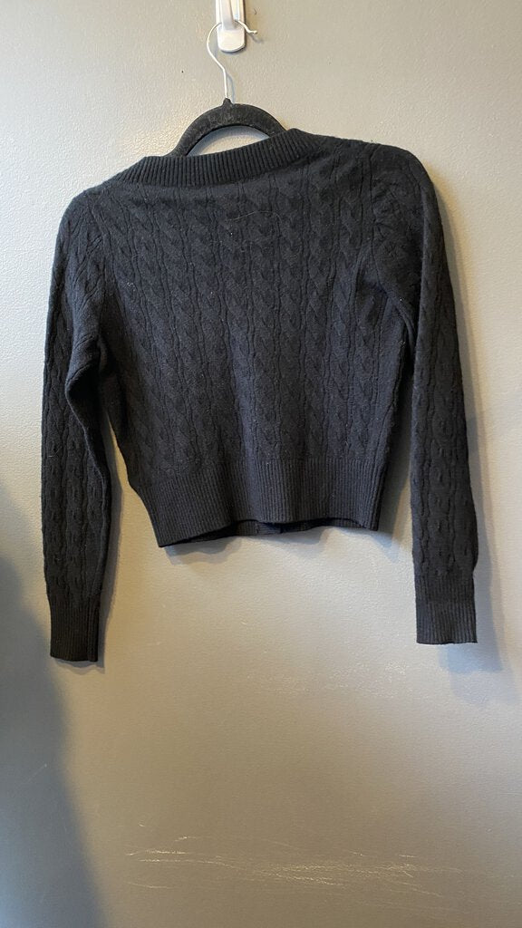 Cashmere Cableknit Crop Cardigan