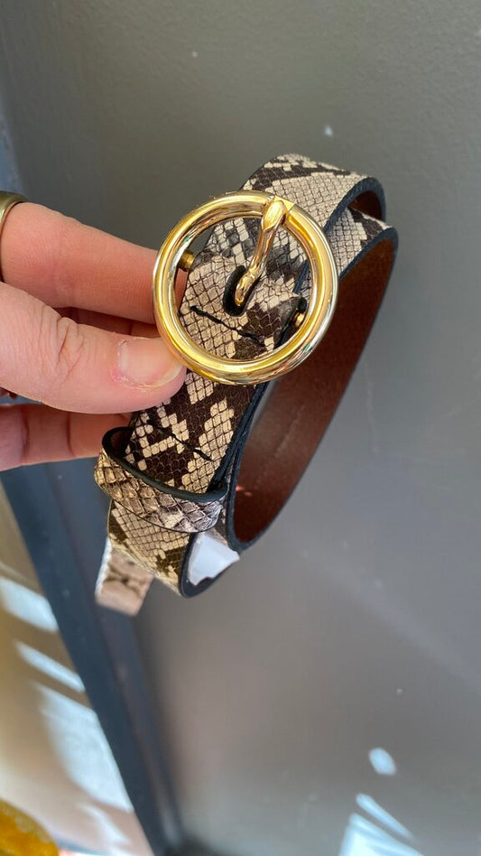 Snake Print Leather Belt
