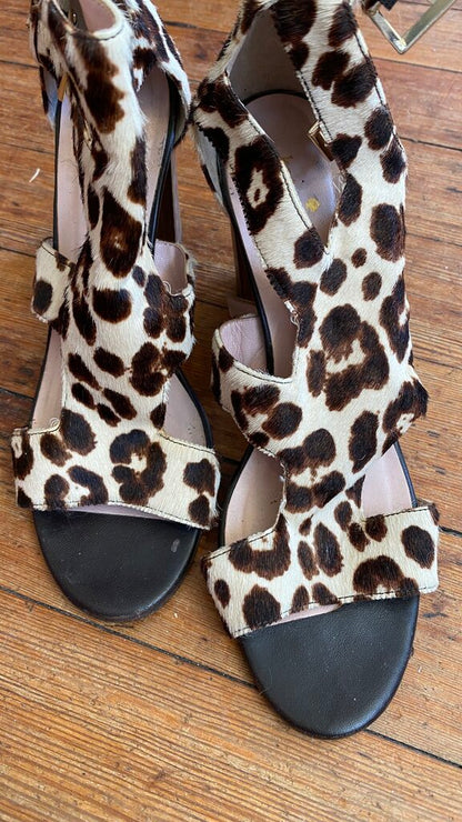 Leaopard Block Heel Sandals