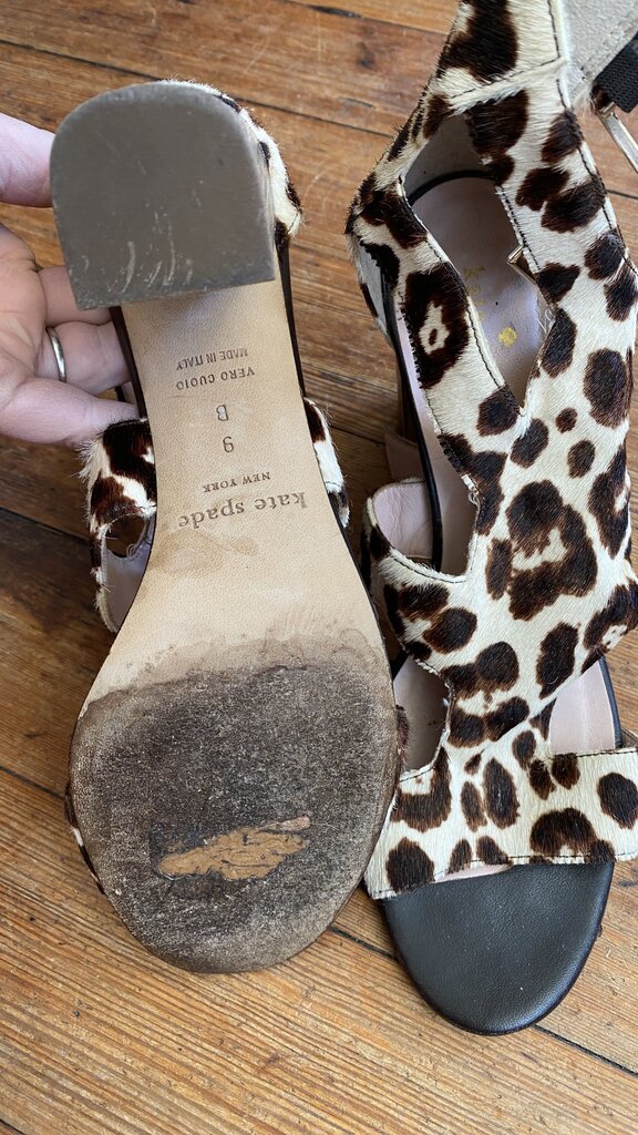 Leaopard Block Heel Sandals